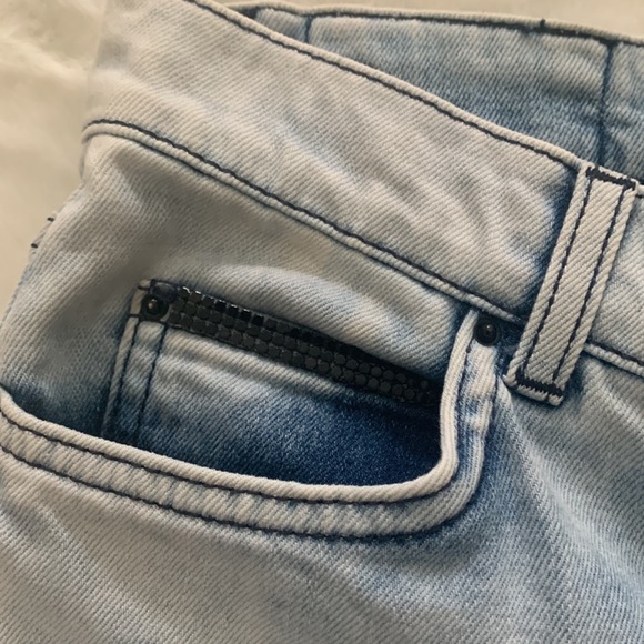 Zara basic size 6 light wash skinny jeans with black “crystal” embellishments - Picture 3 of 5